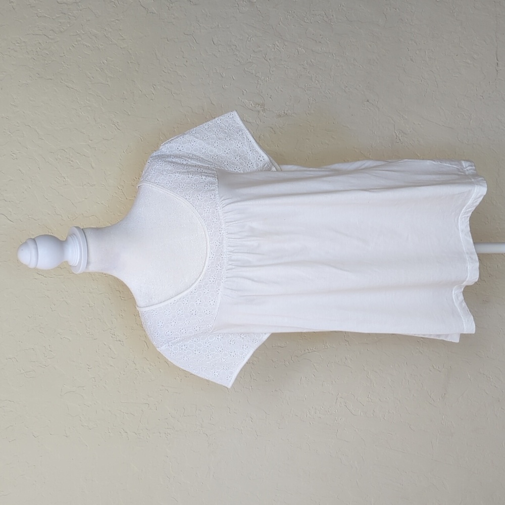 Classic Elements White Eyelet Short Sleeve Tee Shirt Size XLP